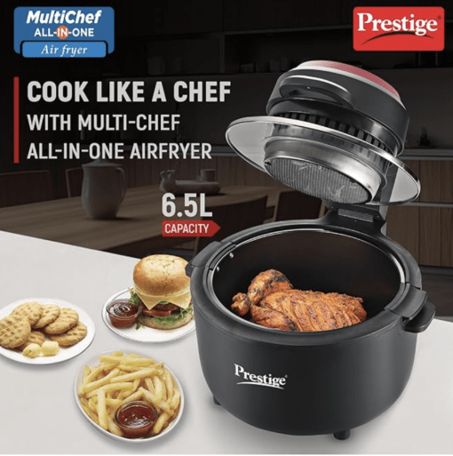 Prestige Multi-Chef All-in-One Air Fryer |80% less Oil Consumption|6.5L Capacity |1200 Watts Power|Airfry,Oven, Toast, Grill|See Through Lid|Advance Digital Display|Even Heat Distribution|Black - Image 2